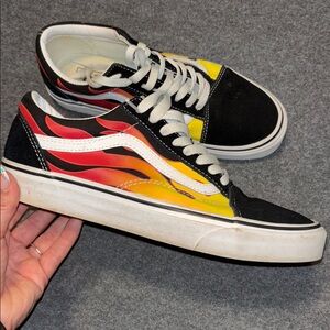 Vans Black and Yellow Sneakers with Canvas and Rubber Sole